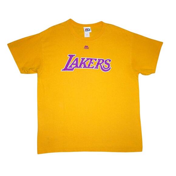 Vintage Los Angeles Lakers Gold Graphic T-Shirt – Majestic – Size Large - Picture 1 of 4